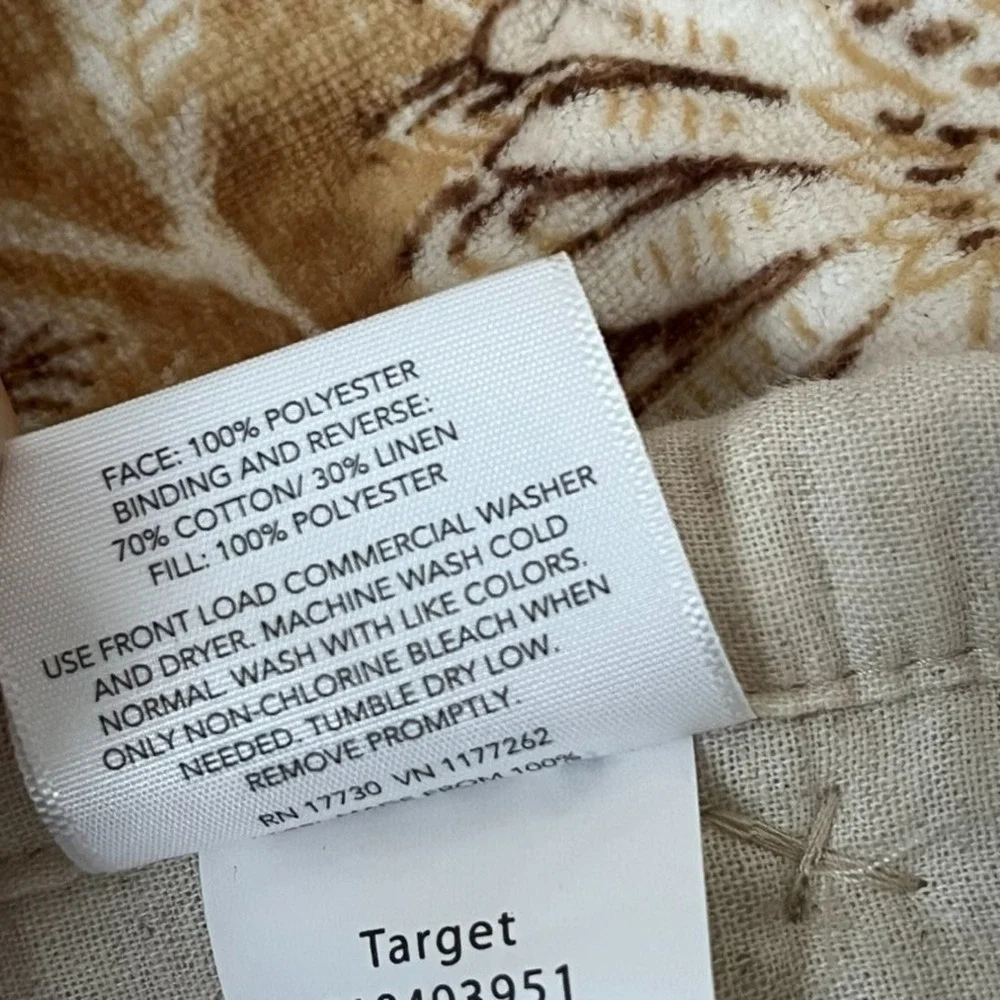 Threshold King Tan Floral Bedspread Reversible Linen Blend